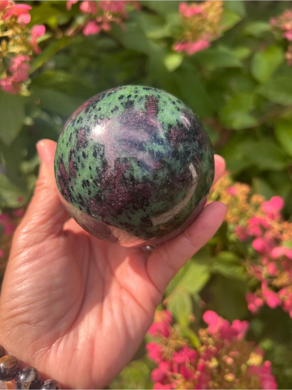 Ruby (2) zoisite sphere | crystal ~ uv reactive